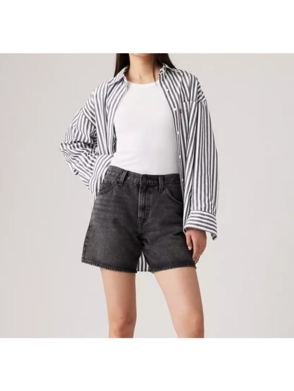 New Levi's Size 24 Premium High Rise Baggy Women's Shorts My Phone Black